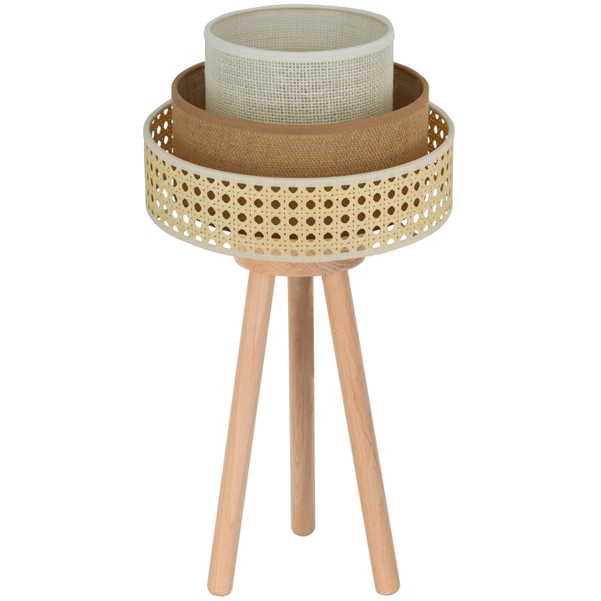 Brilagi - Stolná lampa CEDAR LUNETA 1xE27/15W/230V ratan/hnedá/krémová