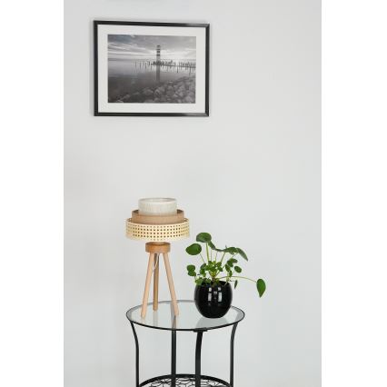 Brilagi - Stolná lampa CEDAR LUNETA 1xE27/15W/230V ratan/hnedá/krémová