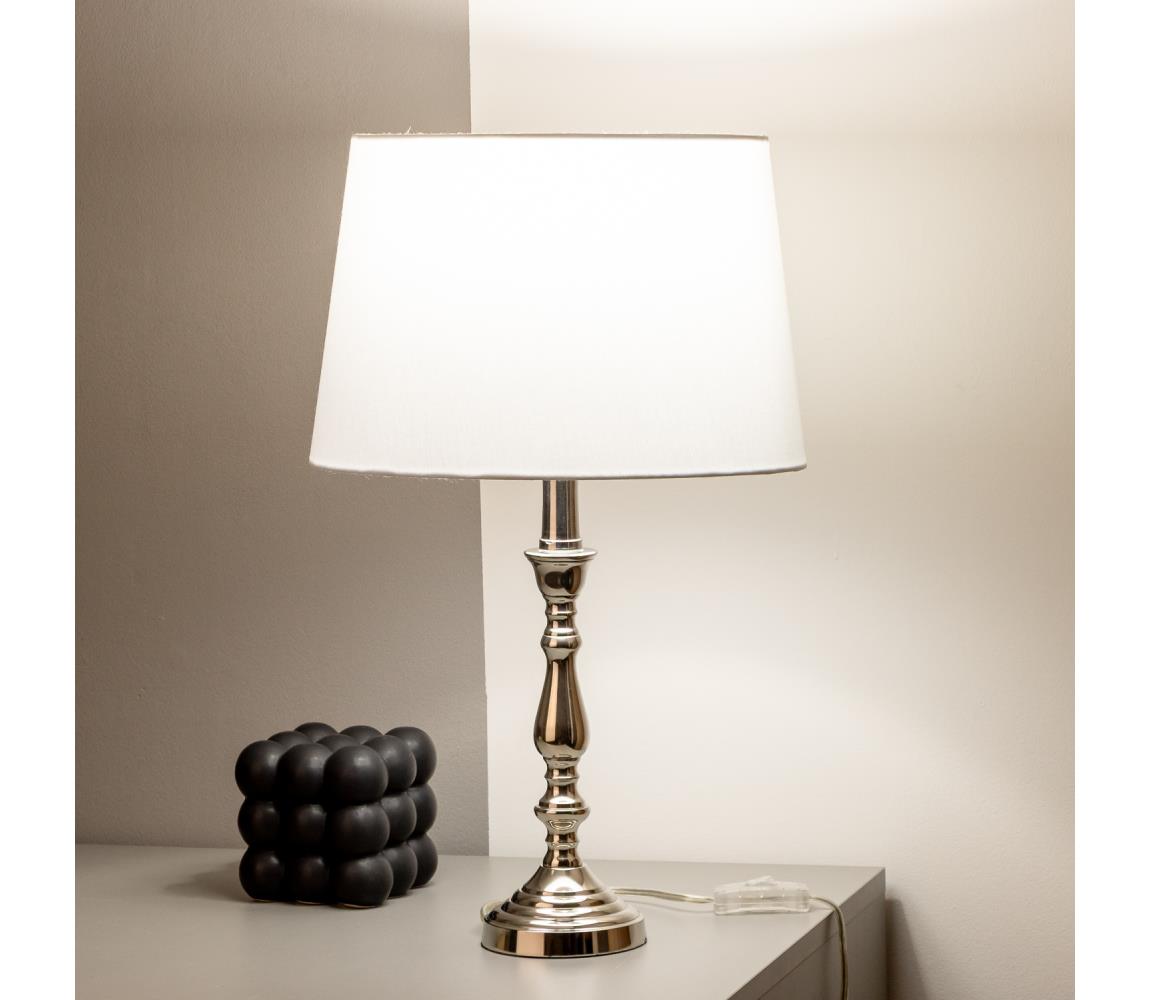 Brilagi - Stolná lampa CERIA 1xE27/60W/230V pr. 30 cm lesklý chróm/biela 1xEG78312+1xEG781035
