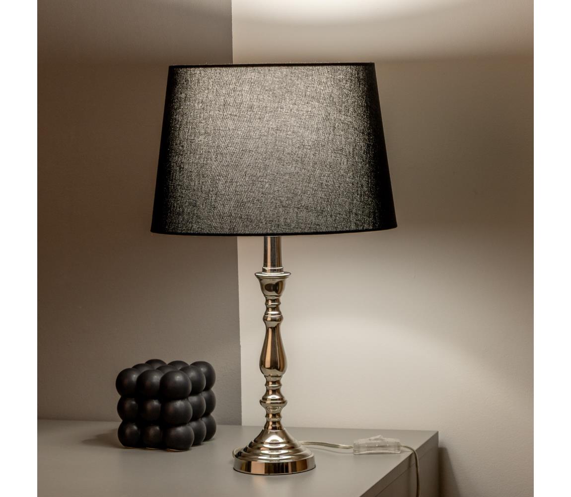 Brilagi - Stolná lampa CERIA 1xE27/60W/230V pr. 30 cm lesklý chróm/čierna 1xEG78312+1xEG781038