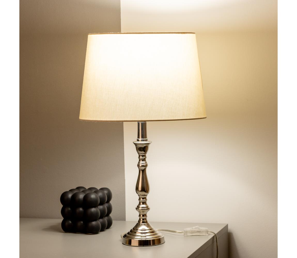 Brilagi - Stolná lampa CERIA 1xE27/60W/230V Ø 30 cm lesklý chróm/béžová 1xEG78312+1xEG781037