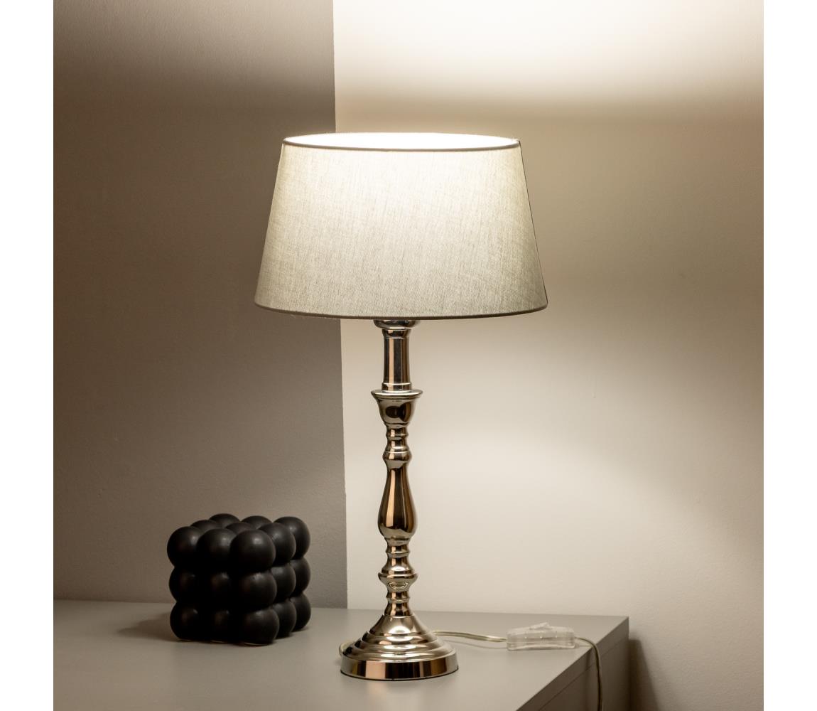 Brilagi - Stolná lampa CERIA 1×E27/60W/230V, Ø 25 cm, lesklý chróm/sivá 1xEG78312+1xEG781033