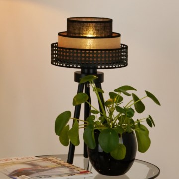 Brilagi - Stolná lampa DAKOTA LUNETA 1xE27/15W/230V čierna/ratan