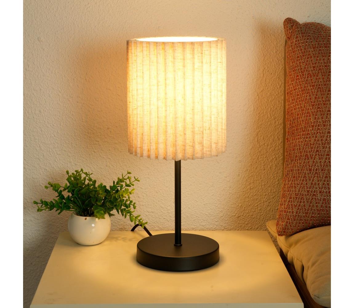 Brilagi - Stolná lampa NORDIC WAVE 1xE27/15W/230V ľan/čierna BRI392