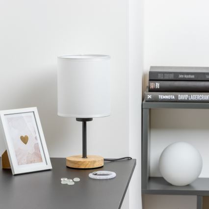 Brilagi - Stolná lampa NUBILA WOOD 1xE27/25W/230V dub/biela