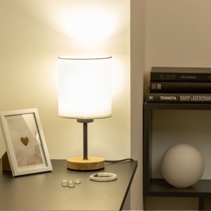 Brilagi - Stolná lampa NUBILA WOOD 1xE27/25W/230V dub/biela