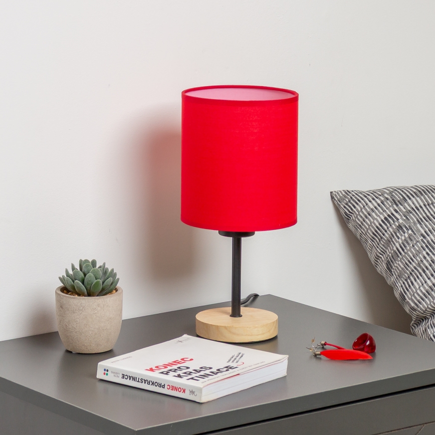 Brilagi - Stolná lampa NUBILA WOOD 1xE27/25W/230V dub/červená