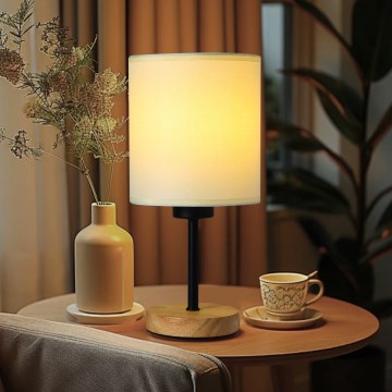 Brilagi - Stolná lampa NUBILA WOOD 1xE27/25W/230V dub/čierna/krémová