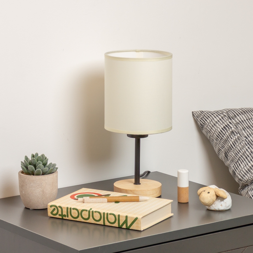 Brilagi - Stolná lampa NUBILA WOOD 1xE27/25W/230V dub/čierna/krémová