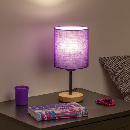 Brilagi - Stolná lampa NUBILA WOOD 1xE27/25W/230V dub/fialová