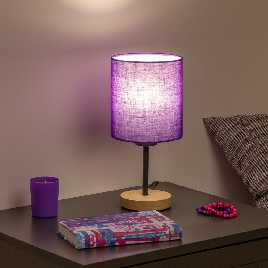 Brilagi - Stolná lampa NUBILA WOOD 1xE27/25W/230V dub/fialová