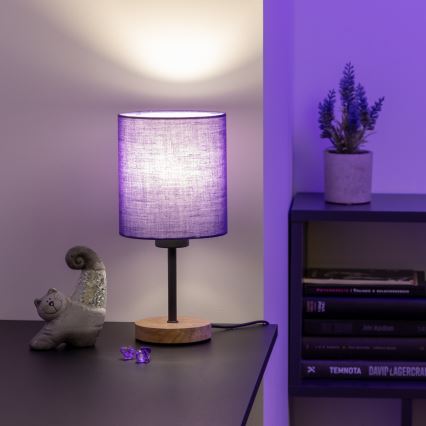 Brilagi - Stolná lampa NUBILA WOOD 1xE27/25W/230V dub/fialová