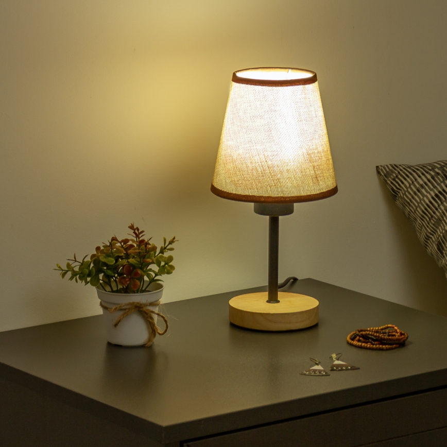 Brilagi - Stolná lampa NUBILA WOOD 1xE27/25W/230V dub/hnedá