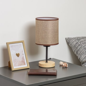 Brilagi - Stolná lampa NUBILA WOOD 1xE27/25W/230V dub/hnedá