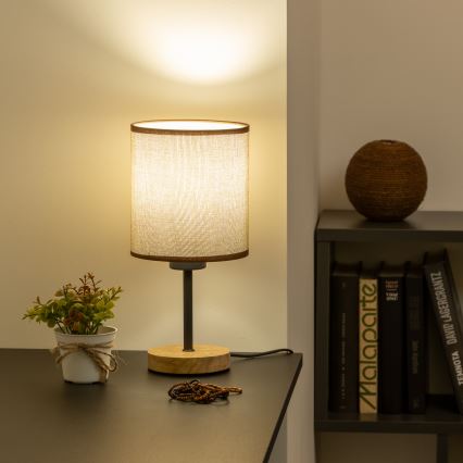 Brilagi - Stolná lampa NUBILA WOOD 1xE27/25W/230V dub/hnedá