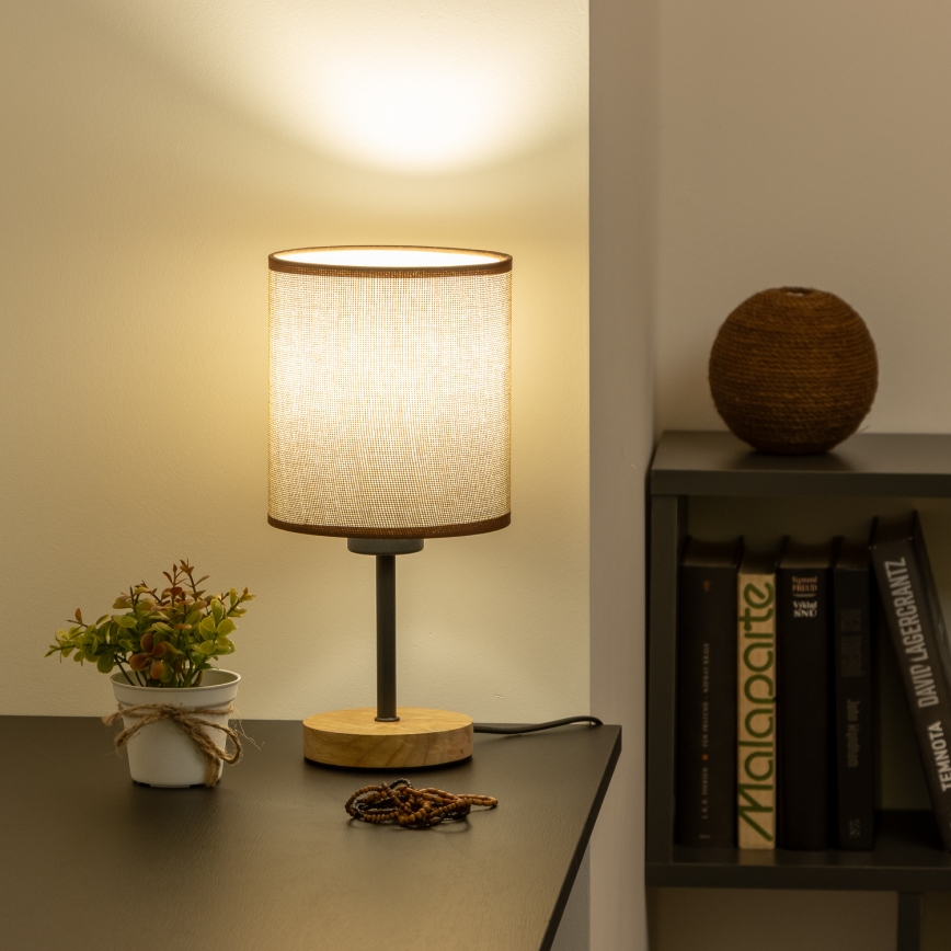 Brilagi - Stolná lampa NUBILA WOOD 1xE27/25W/230V dub/hnedá