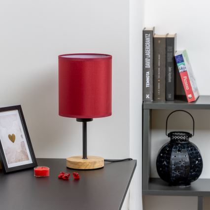 Brilagi - Stolná lampa NUBILA WOOD 1xE27/25W/230V dub/pompejská červená