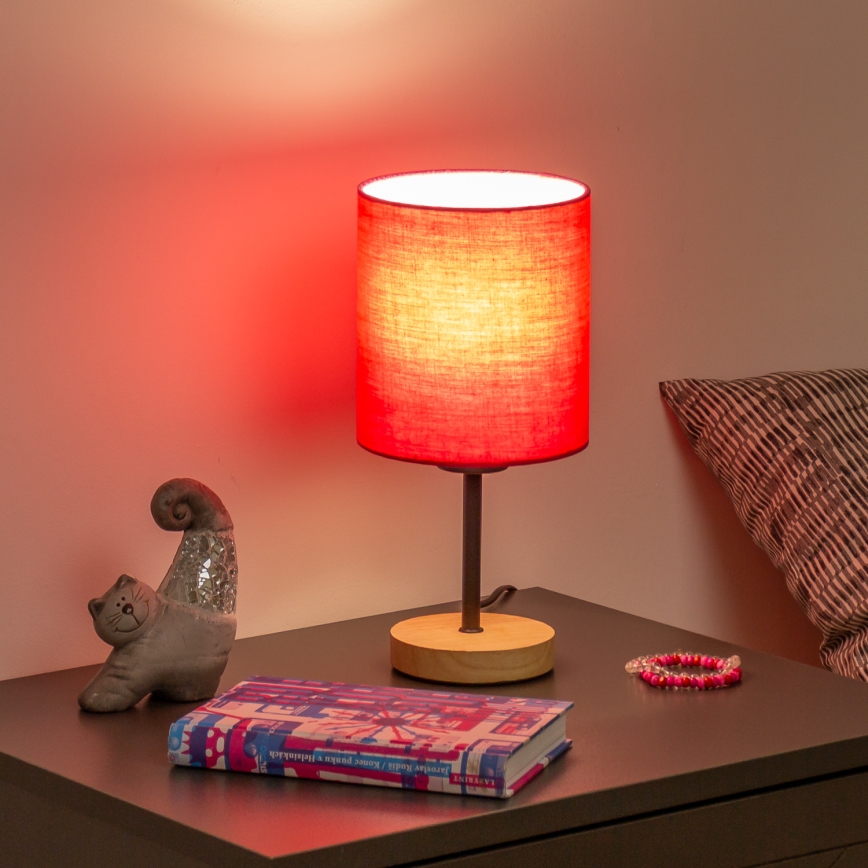 Brilagi - Stolná lampa NUBILA WOOD 1xE27/25W/230V dub/ružová