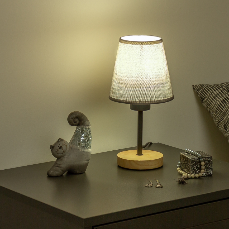 Brilagi - Stolná lampa NUBILA WOOD 1xE27/25W/230V dub/šedá