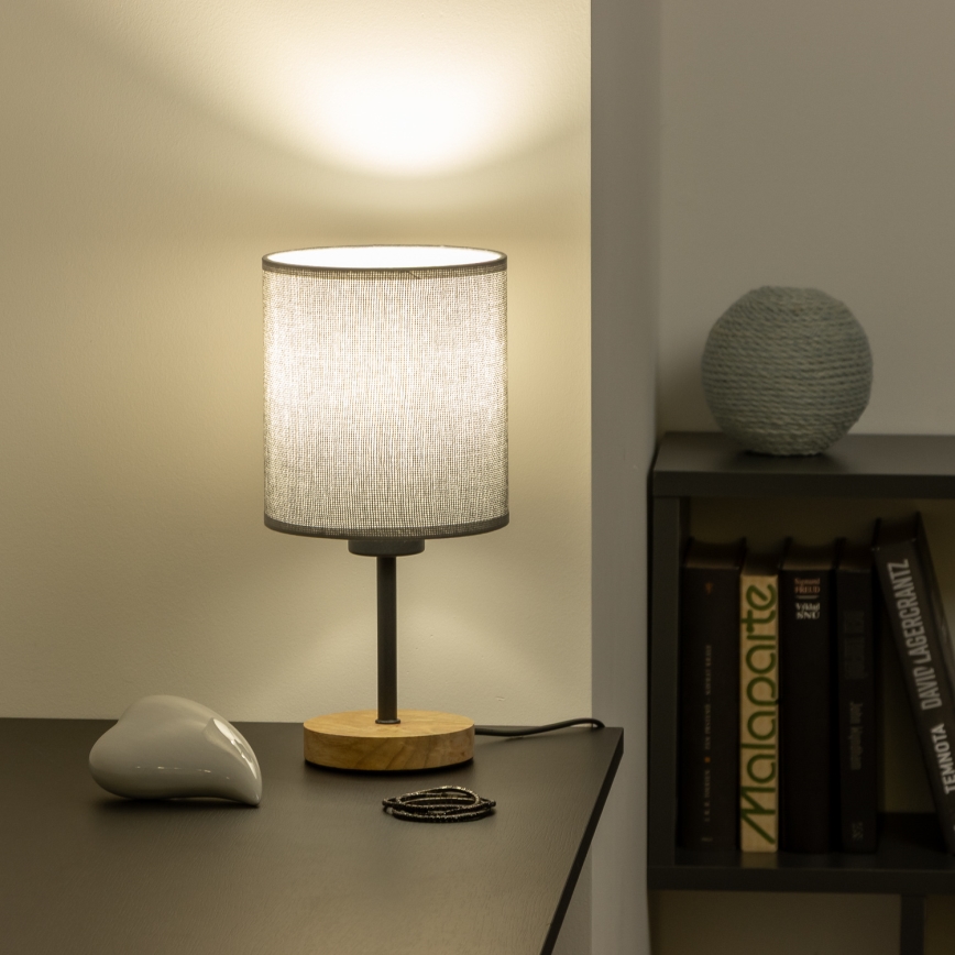 Brilagi - Stolná lampa NUBILA WOOD 1xE27/25W/230V dub/šedá