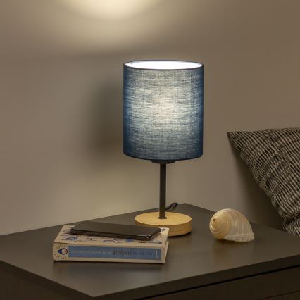Brilagi - Stolná lampa NUBILA WOOD 1xE27/25W/230V dub/tmavomodrá