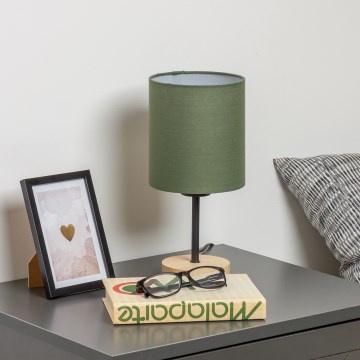 Brilagi - Stolná lampa NUBILA WOOD 1xE27/25W/230V dub/zelená