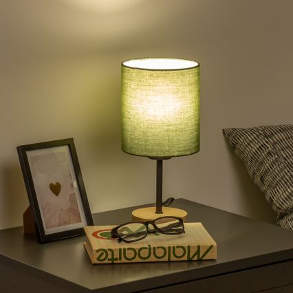 Brilagi - Stolná lampa NUBILA WOOD 1xE27/25W/230V dub/zelená