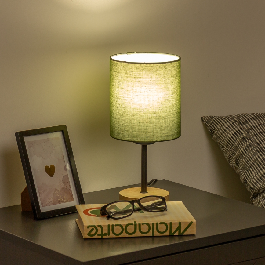 Brilagi - Stolná lampa NUBILA WOOD 1xE27/25W/230V dub/zelená