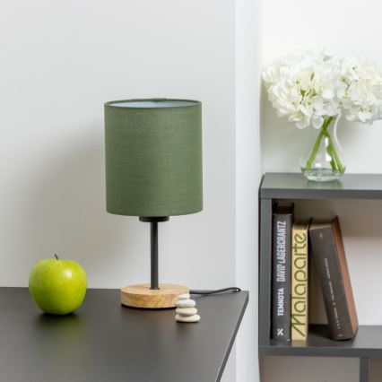 Brilagi - Stolná lampa NUBILA WOOD 1xE27/25W/230V dub/zelená