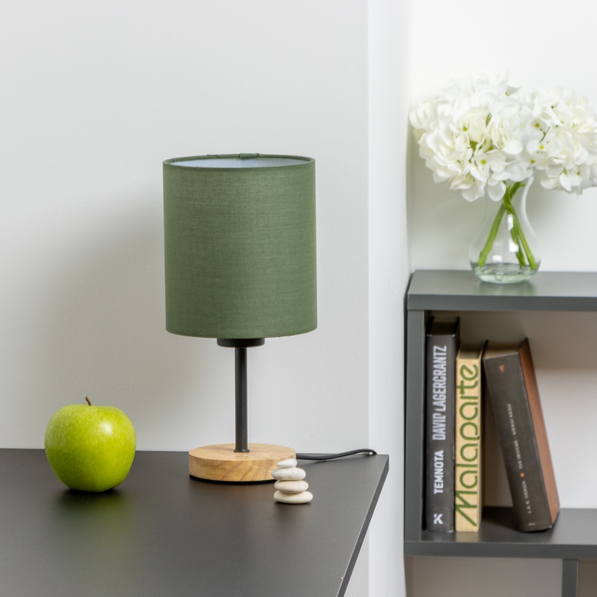 Brilagi - Stolná lampa NUBILA WOOD 1xE27/25W/230V dub/zelená