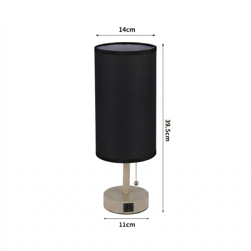 Brilagi - Stolná lampa s USB portom TABLON 1xE27/25W/230V béžová/čierna