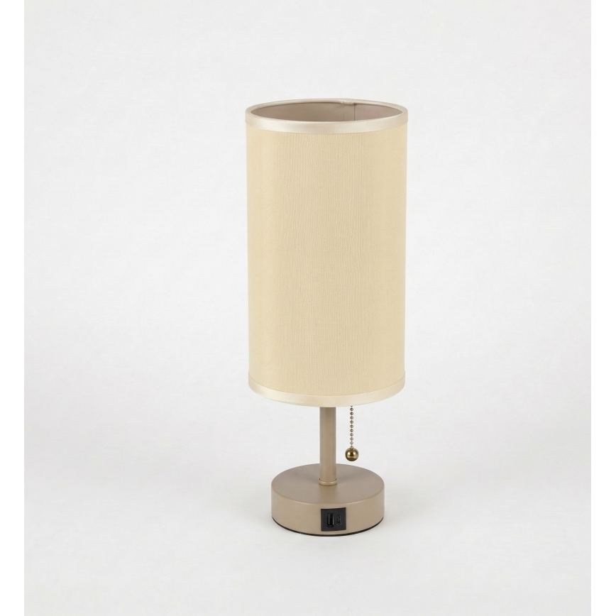 Brilagi - Stolná lampa s USB portom TABLON 1xE27/25W/230V béžová/krémová