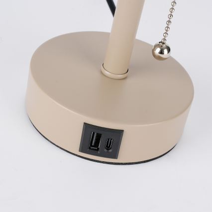 Brilagi - Stolná lampa s USB portom TABLON 1xE27/25W/230V béžová/krémová