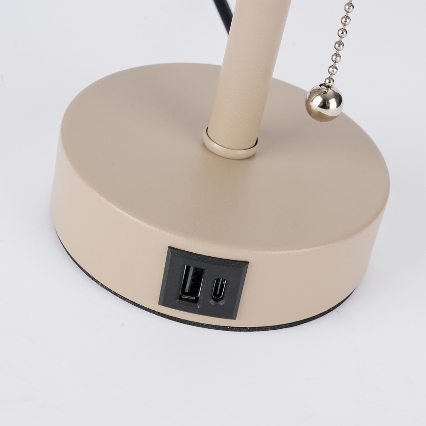 Brilagi - Stolná lampa s USB portom TABLON 1xE27/25W/230V béžová/krémová
