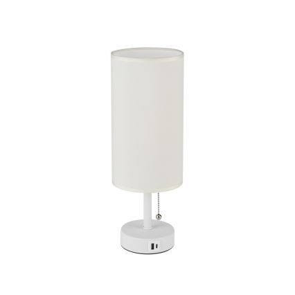 Brilagi - Stolná lampa s USB portom TABLON 1xE27/25W/230V biela/krémová