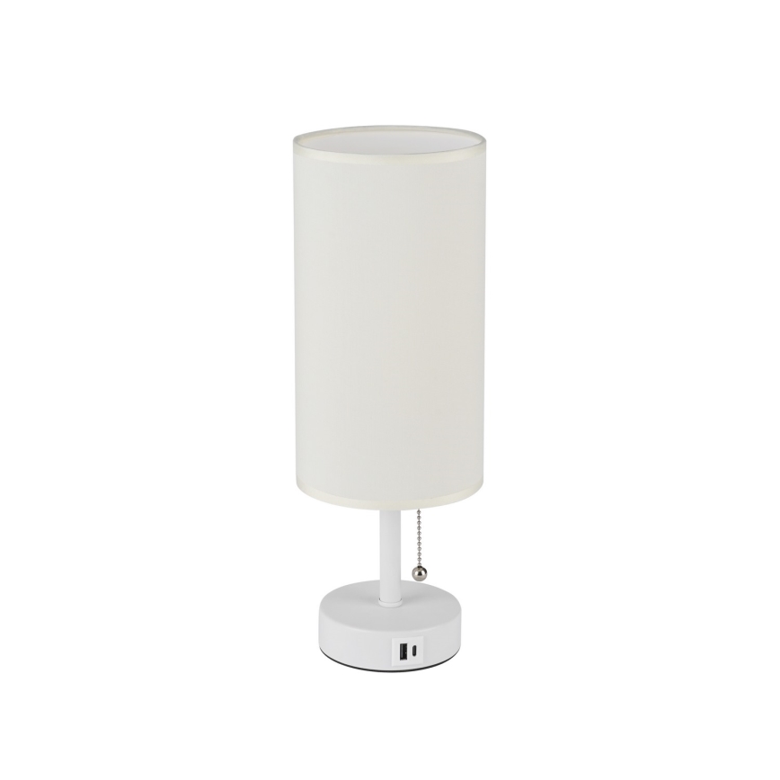 Brilagi - Stolná lampa s USB portom TABLON 1xE27/25W/230V biela/krémová