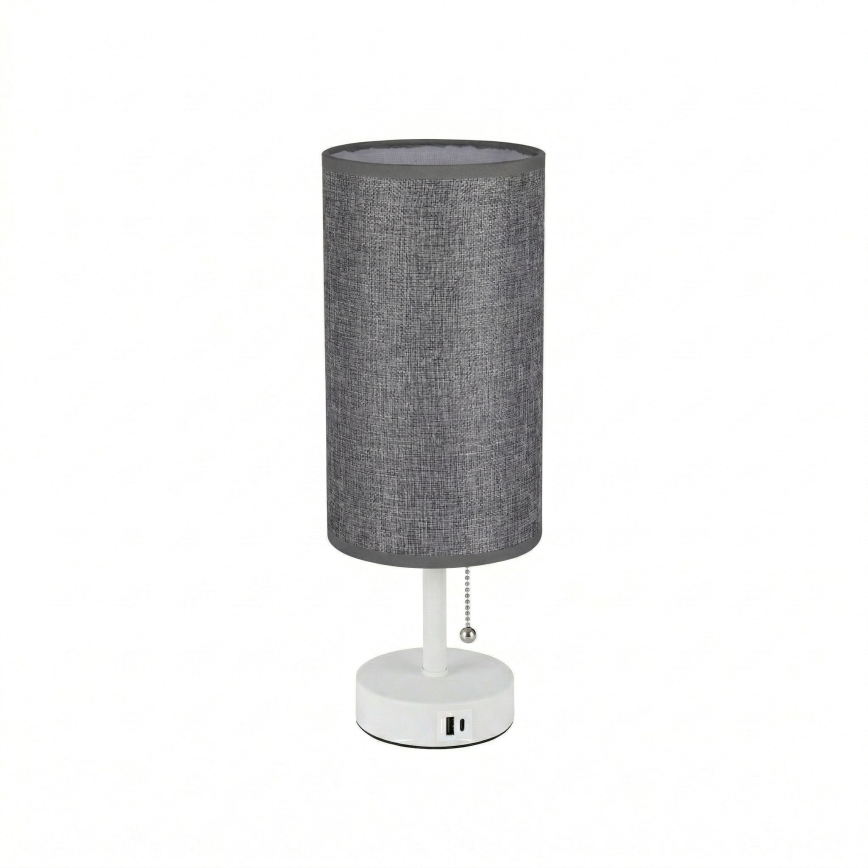 Brilagi - Stolná lampa s USB portom TABLON 1xE27/25W/230V biela/sivá