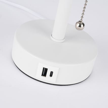 Brilagi - Stolná lampa s USB portom TABLON 1xE27/25W/230V biela/sivá
