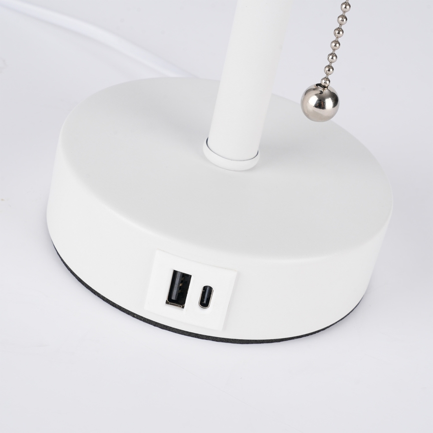 Brilagi - Stolná lampa s USB portom TABLON 1xE27/25W/230V biela/sivá