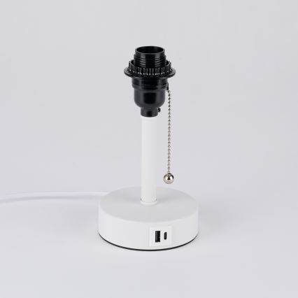 Brilagi - Stolná lampa s USB portom TABLON 1xE27/25W/230V biela/sivá
