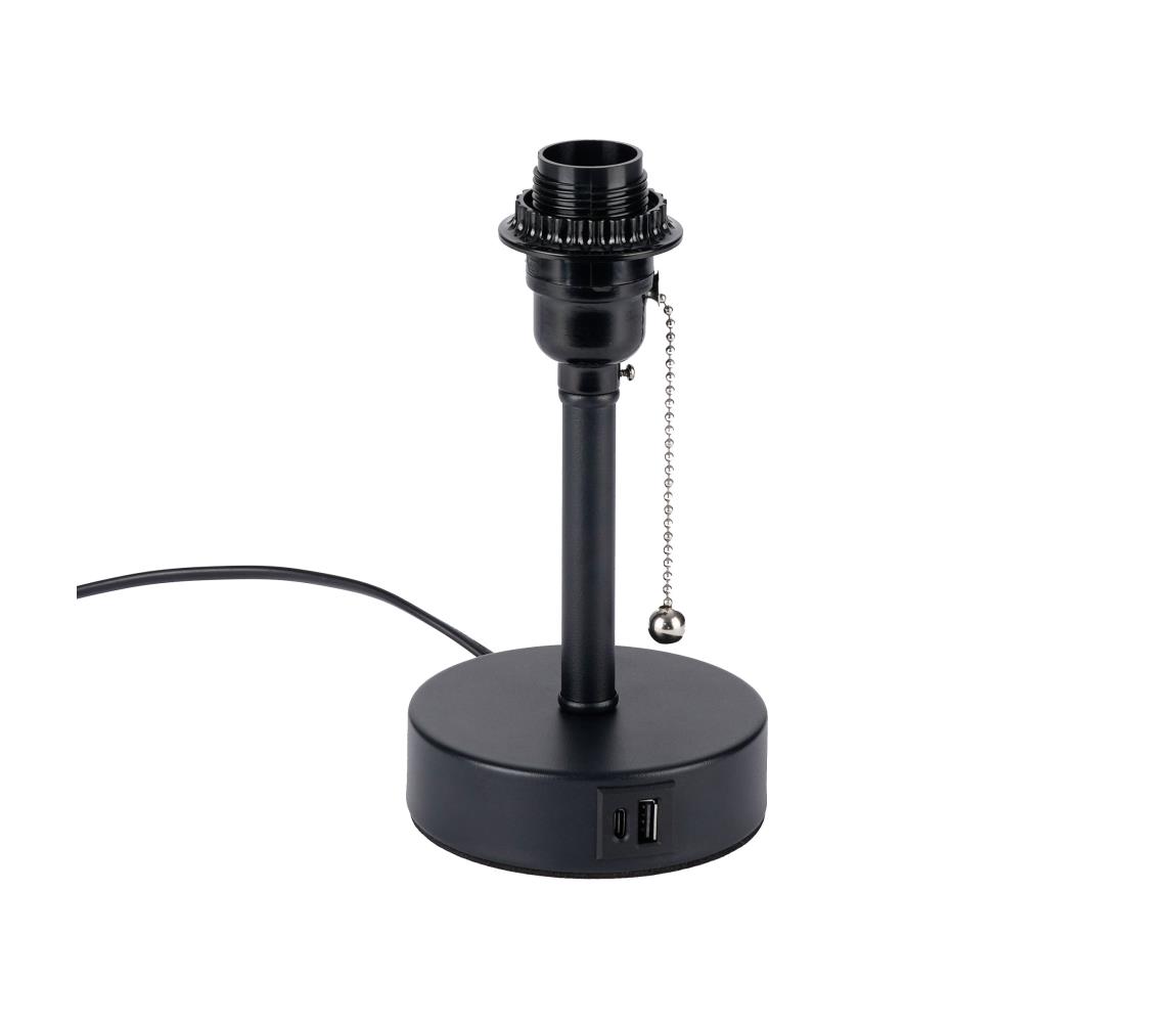 Brilagi - Stolná lampa s USB portom TABLON 1xE27/25W/230V čierna BRI589