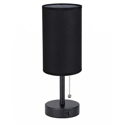Brilagi - Stolná lampa s USB portom TABLON 1xE27/25W/230V čierna