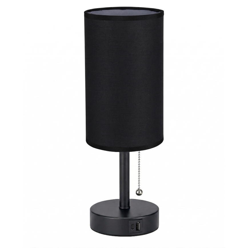 Brilagi - Stolná lampa s USB portom TABLON 1xE27/25W/230V čierna