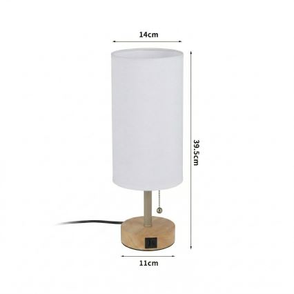 Brilagi - Stolná lampa s USB portom TABLON 1xE27/25W/230V dub/béžová/biela