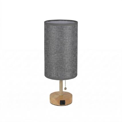 Brilagi - Stolná lampa s USB portom TABLON 1xE27/25W/230V dub/béžová/sivá