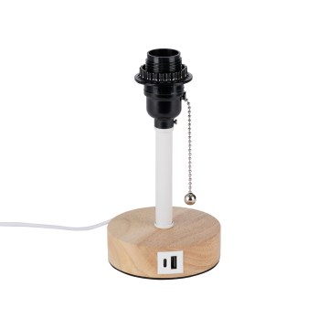 Brilagi - Stolná lampa s USB portom TABLON 1xE27/25W/230V dub/biela