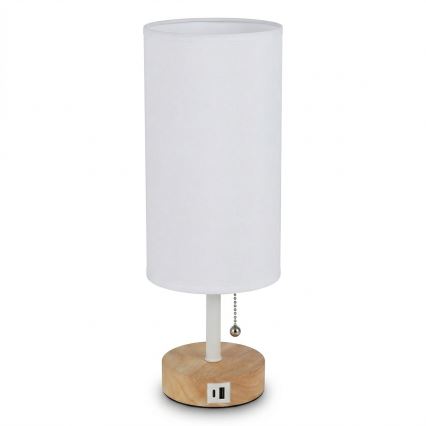 Brilagi - Stolná lampa s USB portom TABLON 1xE27/25W/230V dub/biela