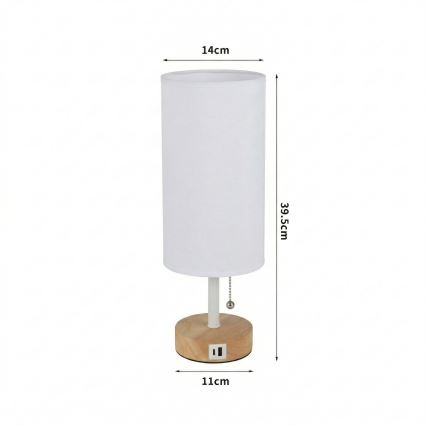 Brilagi - Stolná lampa s USB portom TABLON 1xE27/25W/230V dub/biela