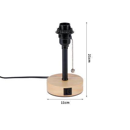 Brilagi - Stolná lampa s USB portom TABLON 1xE27/25W/230V dub/čierna