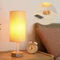 Brilagi - Stolná lampa s USB portom TABLON 1xE27/25W/230V dubová/biela/béžová